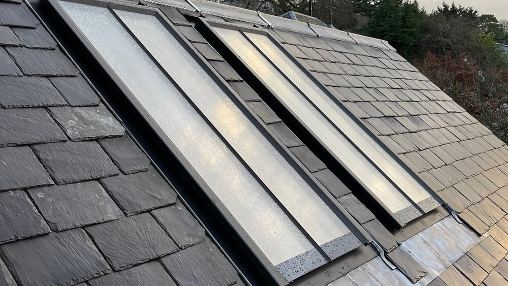 Clement Conservation Rooflights fitted into Welsh slate roof in Scotland
